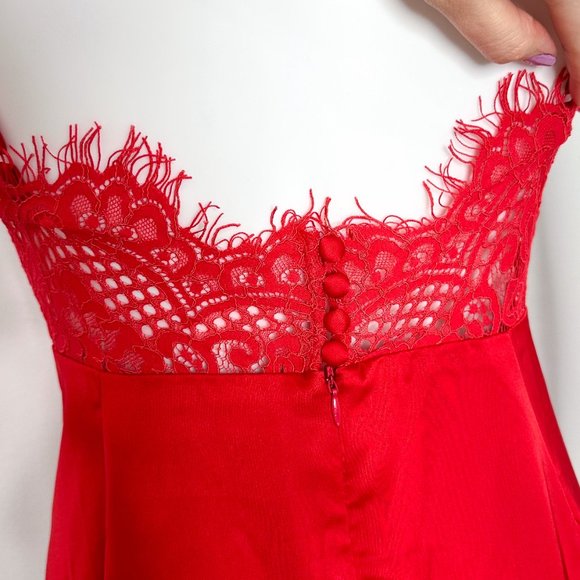 Alamour The Label Tonia Bustier Corset Lace Accent Slit Midi Dress in Red Size M - Picture 12 of 16